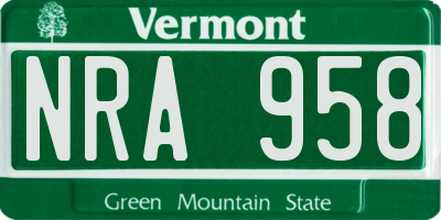 VT license plate NRA958