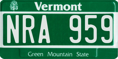 VT license plate NRA959