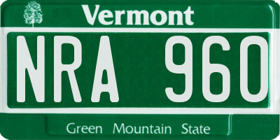 VT license plate NRA960