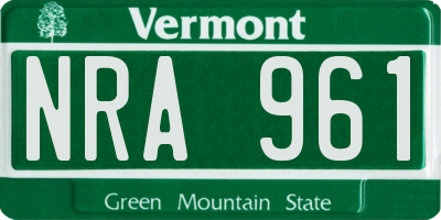 VT license plate NRA961