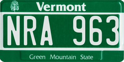 VT license plate NRA963