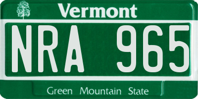 VT license plate NRA965