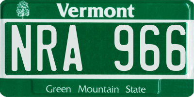 VT license plate NRA966