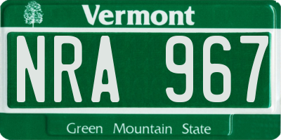 VT license plate NRA967