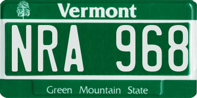 VT license plate NRA968