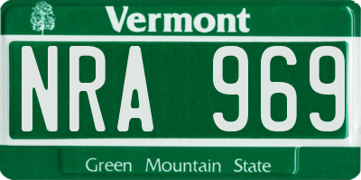 VT license plate NRA969