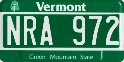 VT license plate NRA972