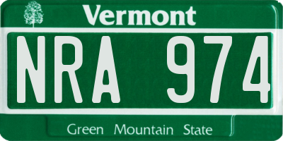 VT license plate NRA974