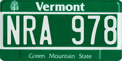 VT license plate NRA978