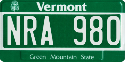 VT license plate NRA980