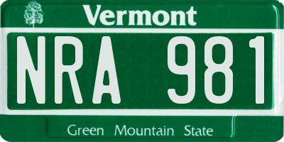 VT license plate NRA981