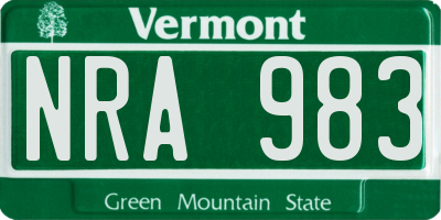 VT license plate NRA983
