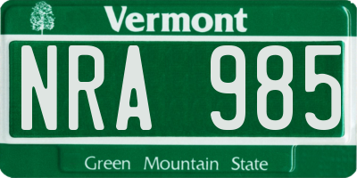 VT license plate NRA985