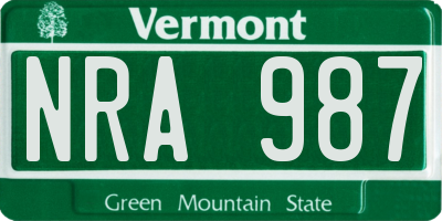 VT license plate NRA987