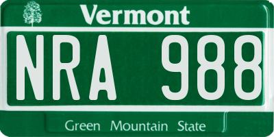 VT license plate NRA988