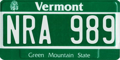 VT license plate NRA989