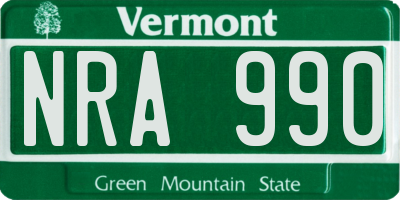 VT license plate NRA990
