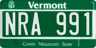 VT license plate NRA991