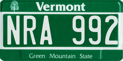 VT license plate NRA992