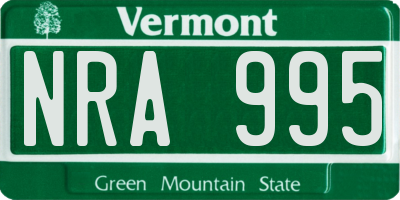 VT license plate NRA995