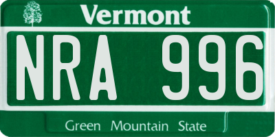 VT license plate NRA996