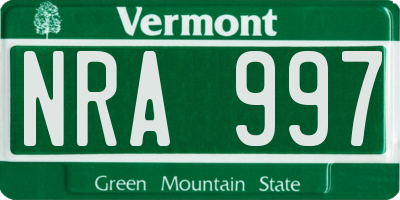 VT license plate NRA997