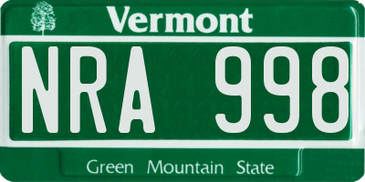 VT license plate NRA998