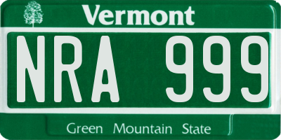 VT license plate NRA999