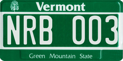 VT license plate NRB003