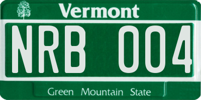 VT license plate NRB004