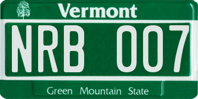 VT license plate NRB007