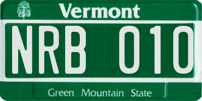 VT license plate NRB010