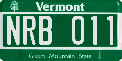 VT license plate NRB011