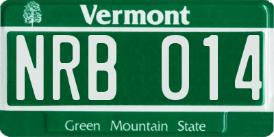 VT license plate NRB014