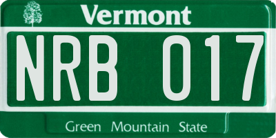 VT license plate NRB017