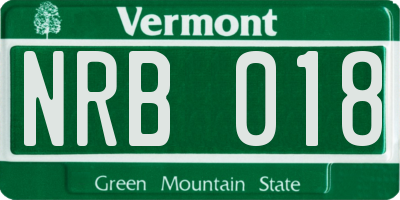 VT license plate NRB018