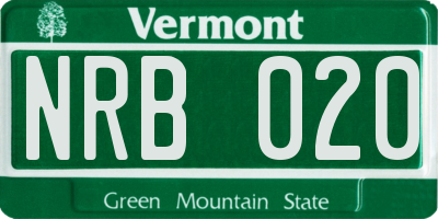 VT license plate NRB020