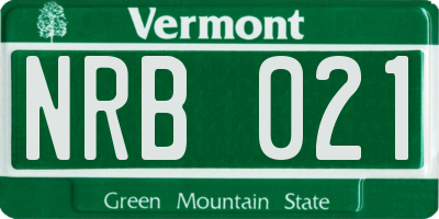 VT license plate NRB021