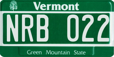 VT license plate NRB022
