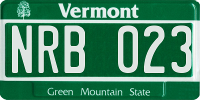 VT license plate NRB023