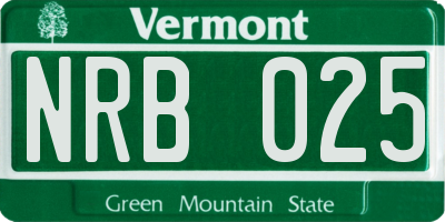 VT license plate NRB025