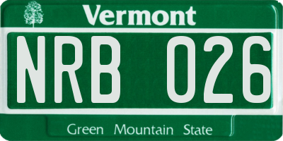 VT license plate NRB026