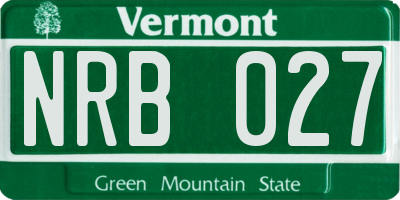 VT license plate NRB027