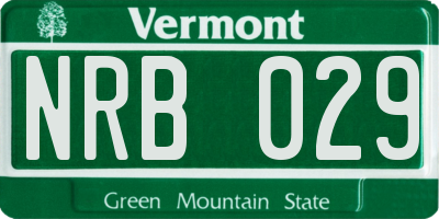 VT license plate NRB029