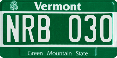 VT license plate NRB030