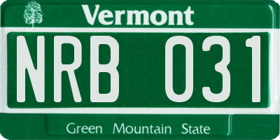 VT license plate NRB031