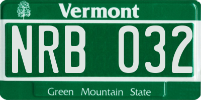 VT license plate NRB032