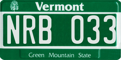 VT license plate NRB033