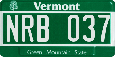 VT license plate NRB037