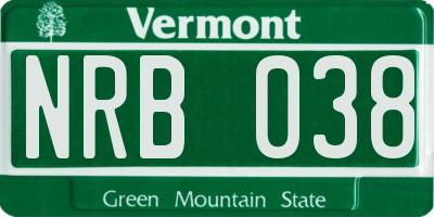 VT license plate NRB038